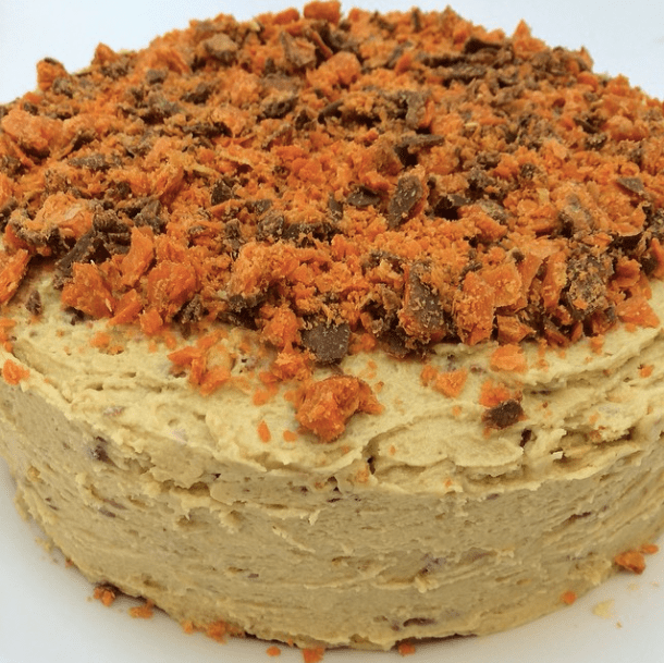 Butterfinger PB honeycomb cake