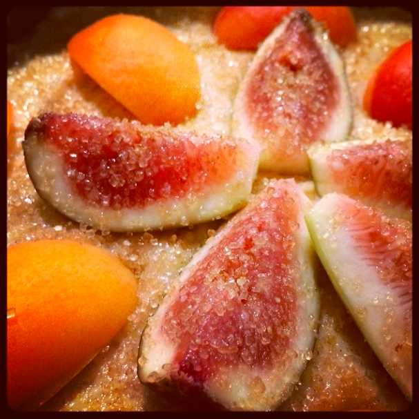 Unbaked fig apricot polenta cake